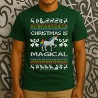 Christmas is Magical Unicorn Ugly T-Shirt thumb 3