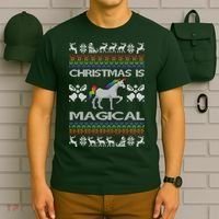 Christmas is Magical Unicorn Ugly T-Shirt thumb 6