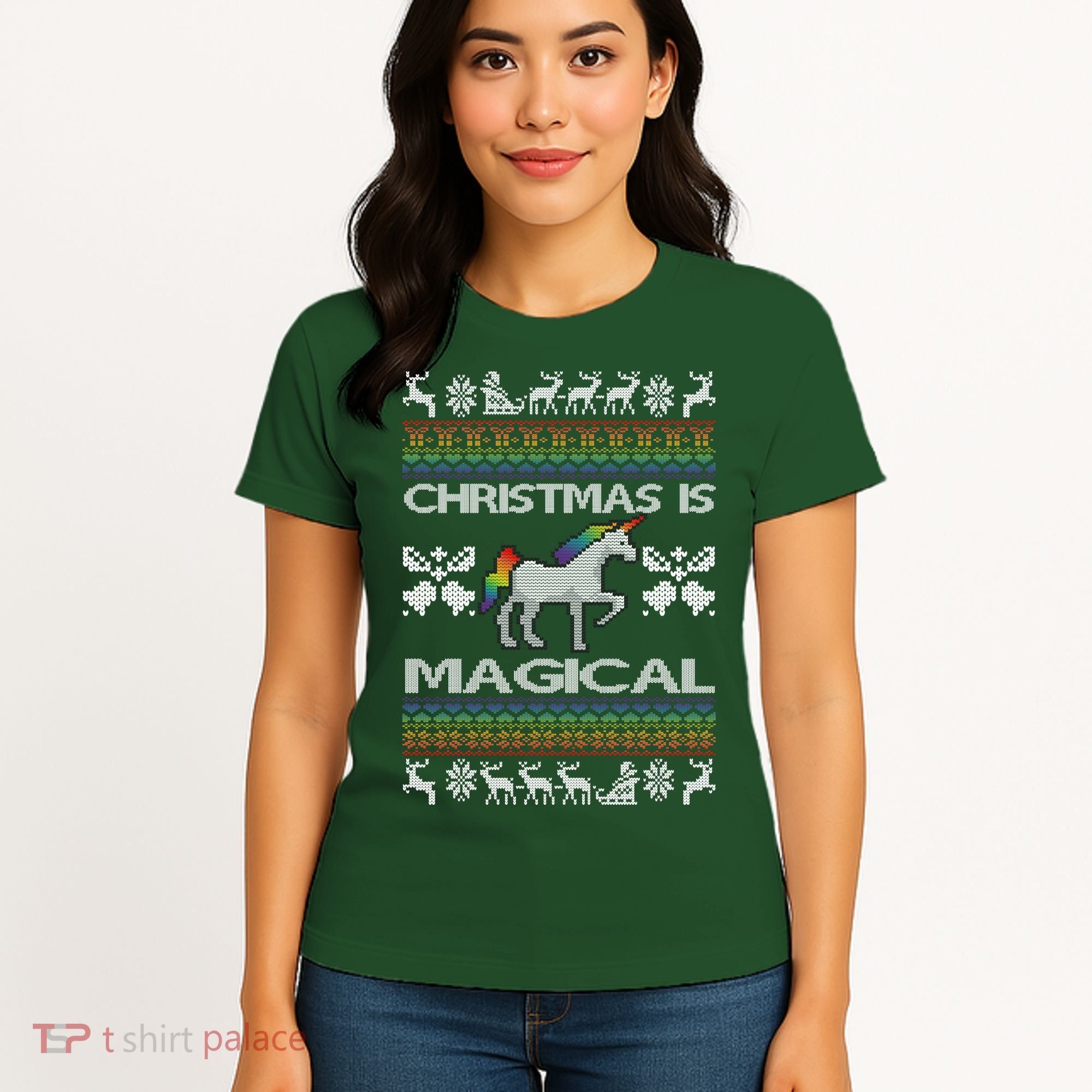Christmas is Magical Unicorn Ugly Women's T-Shirt