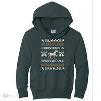 Christmas is Magical Unicorn Ugly Kids Hoodie thumb 0
