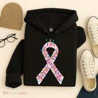 Christmas Lights Breast Cancer Ribbon Hoodie thumb 4