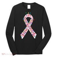 Christmas Lights Breast Cancer Ribbon Long Sleeve Shirt thumb 0