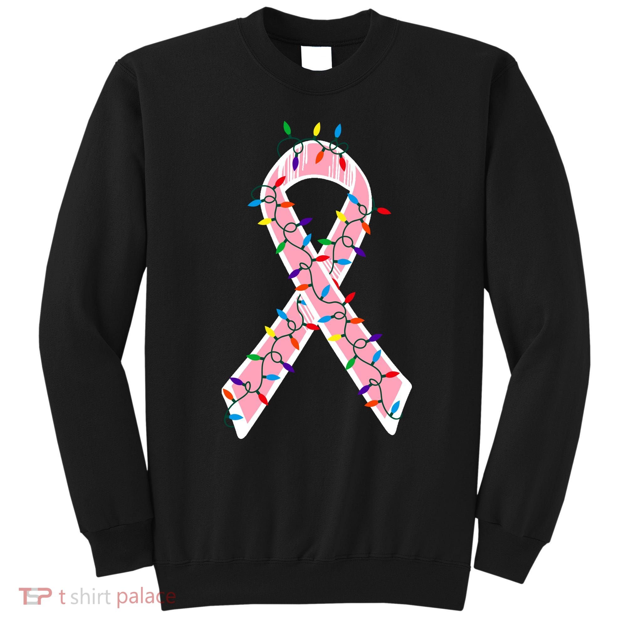 Christmas Lights Breast Cancer Ribbon Sweatshirt