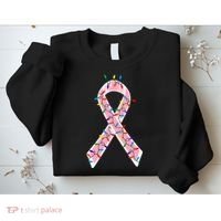 Christmas Lights Breast Cancer Ribbon Sweatshirt thumb 2