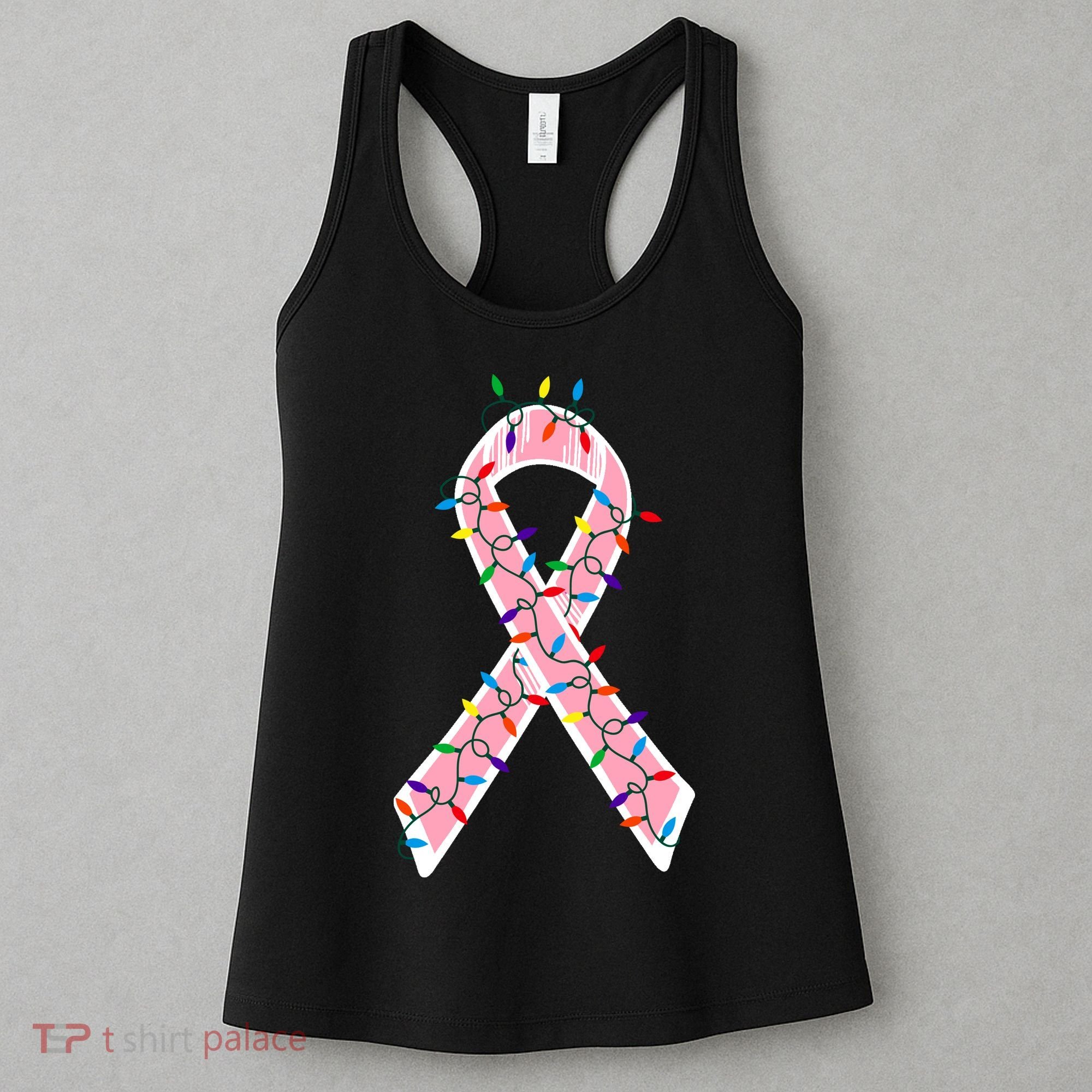 Christmas Lights Breast Cancer Ribbon Women's Tank Top