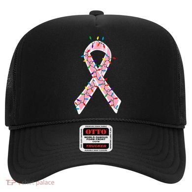 Christmas Lights Breast Cancer Ribbon Hat
