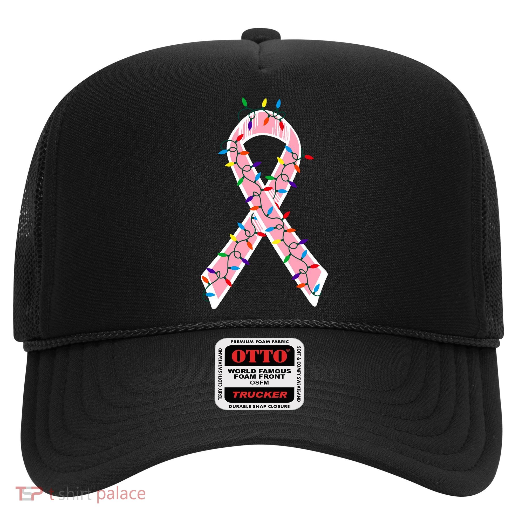 Christmas Lights Breast Cancer Ribbon Hat