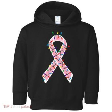 Christmas Lights Breast Cancer Ribbon Toddler Hoodie