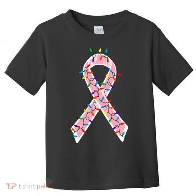 Christmas Lights Breast Cancer Ribbon Toddler T-Shirt