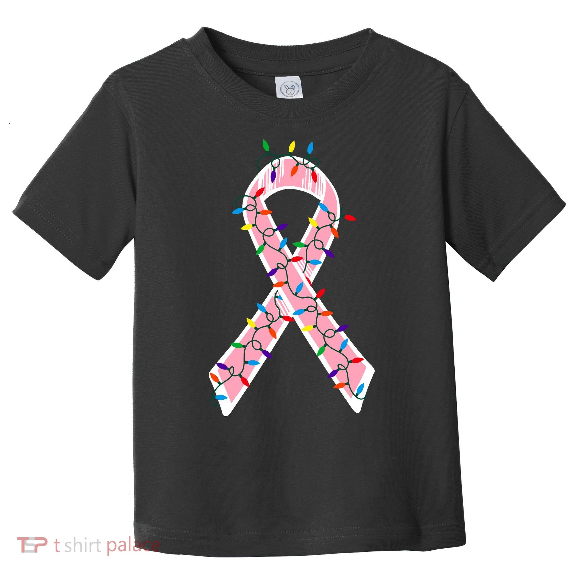 Christmas Lights Breast Cancer Ribbon Toddler T-Shirt