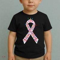 Christmas Lights Breast Cancer Ribbon Toddler T-Shirt thumb 2