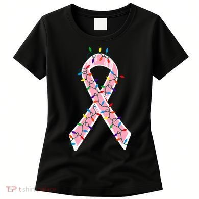 Christmas Lights Breast Cancer Ribbon Women's T-Shirt