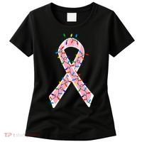 Christmas Lights Breast Cancer Ribbon Women's T-Shirt thumb 0