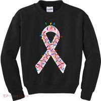 Christmas Lights Breast Cancer Ribbon Kids Sweatshirt thumb 0