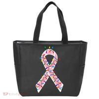 Christmas Lights Breast Cancer Ribbon Tote Bag thumb 0