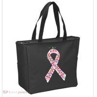 Christmas Lights Breast Cancer Ribbon Tote Bag thumb 2
