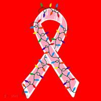 Christmas Lights Breast Cancer Ribbon Santa Hat thumb 1