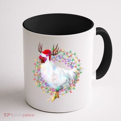 Christmas Lights Chicken Coffee Mug back