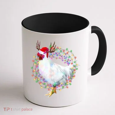Christmas Lights Chicken Coffee Mug back