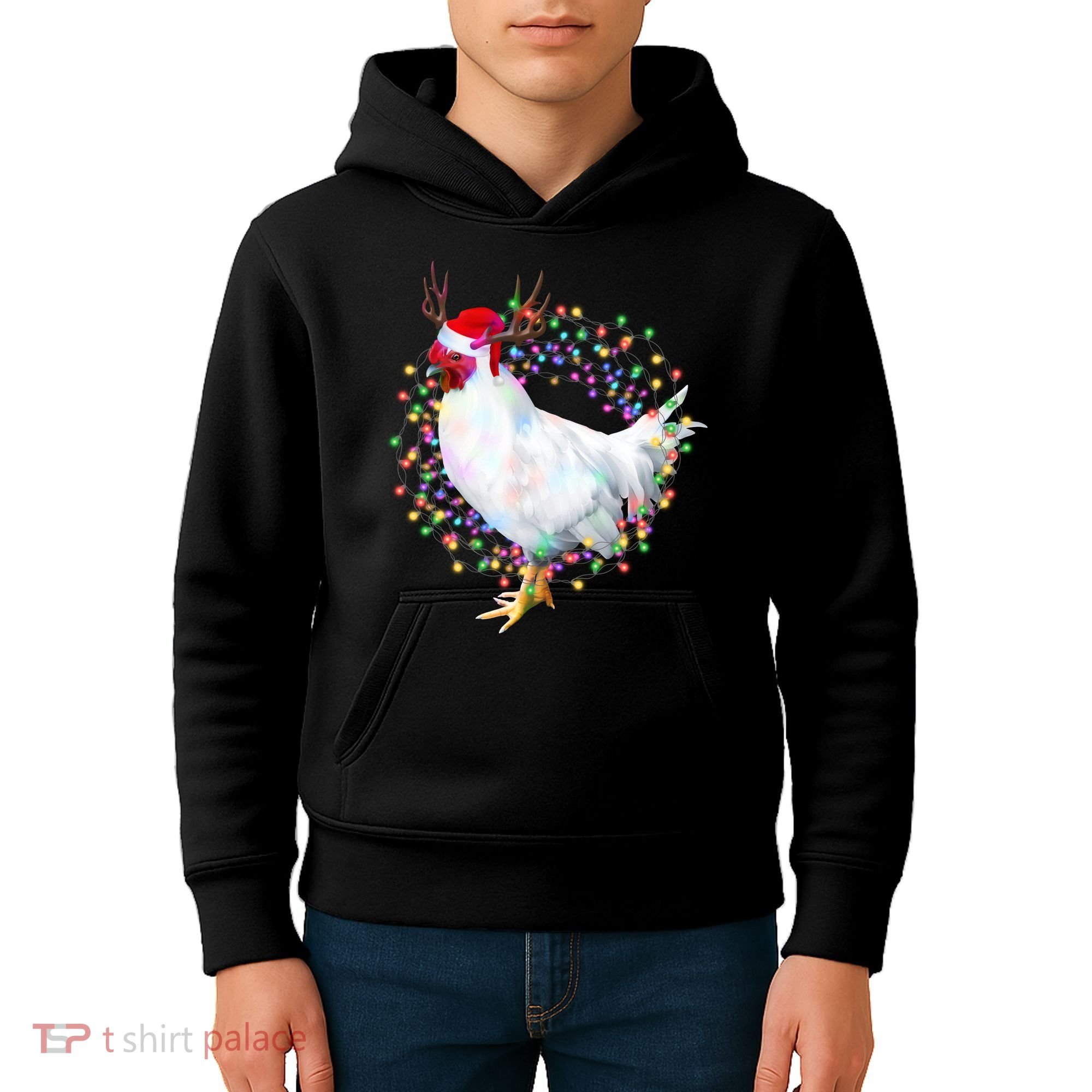 Christmas Lights Chicken Kids Hoodie