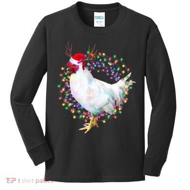 Christmas Lights Chicken Kids Long Sleeve Shirt