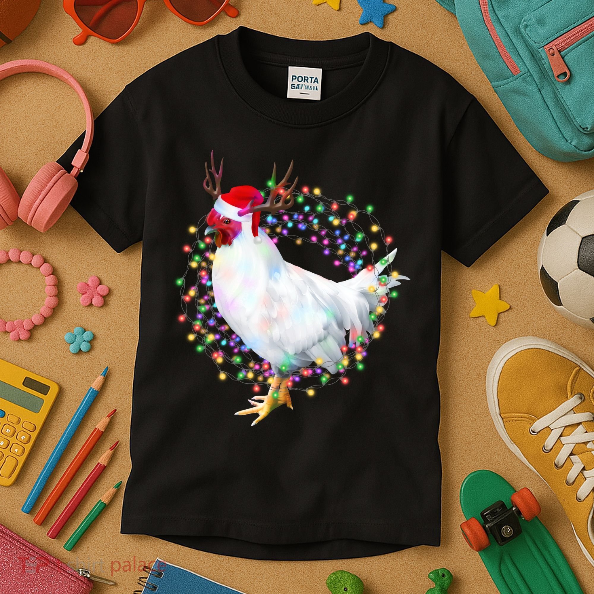 Christmas Lights Chicken Kids T-Shirt
