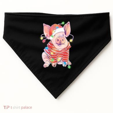 Christmas Lights Pig USA-Made Doggie Bandana