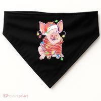Christmas Lights Pig USA-Made Doggie Bandana thumb 0