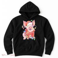 Christmas Lights Pig Hoodie thumb 0