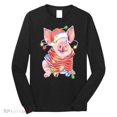 Christmas Lights Pig Long Sleeve Shirt