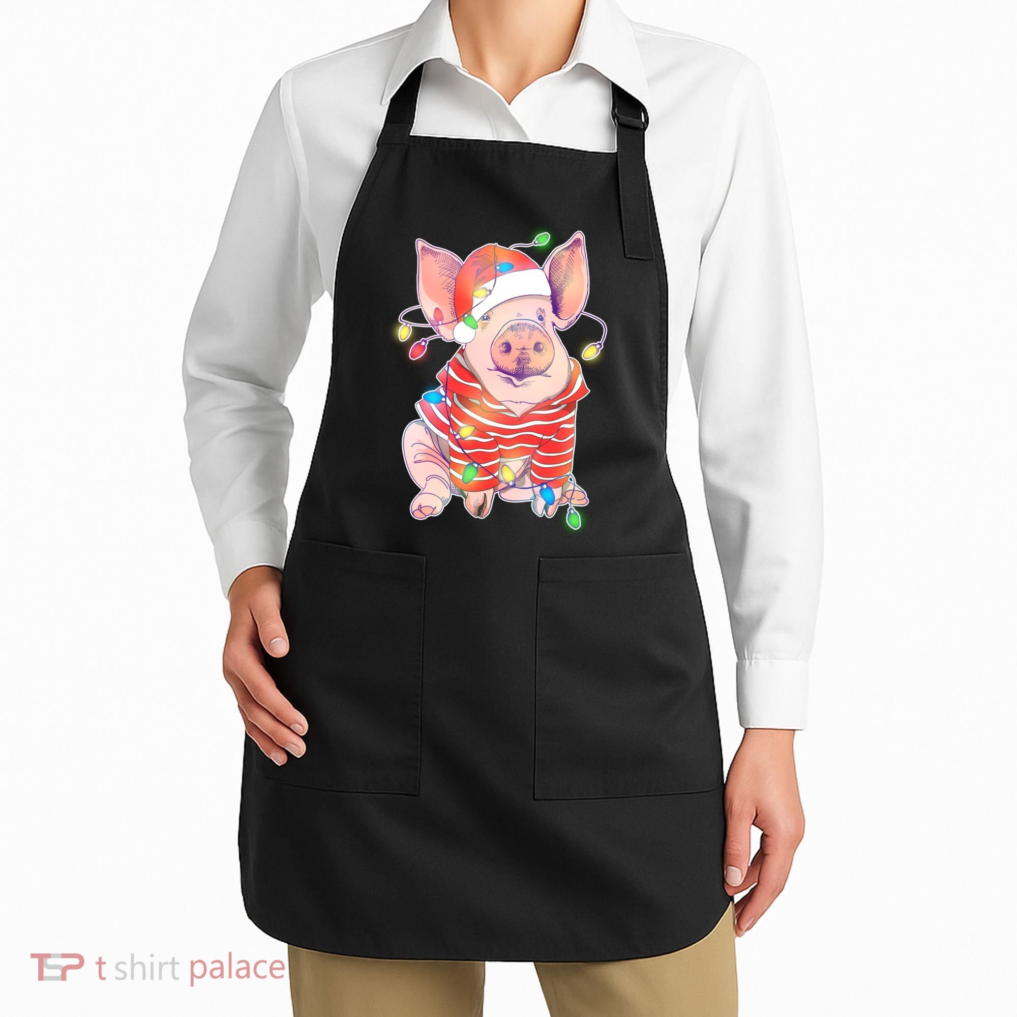 Christmas Lights Pig Apron