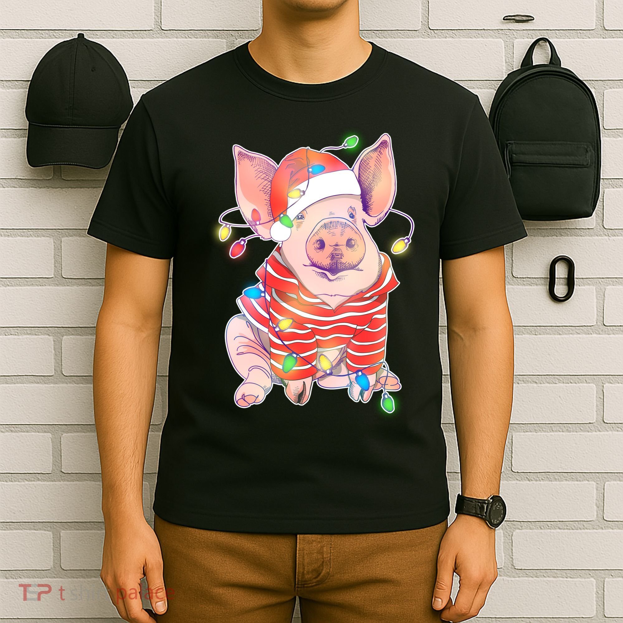 Christmas Lights Pig T-Shirt