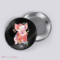 Christmas Lights Pig Button thumb 0