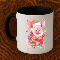Christmas Lights Pig Coffee Mug thumb 2