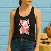 Christmas Lights Pig Women's Tank Top thumb 2