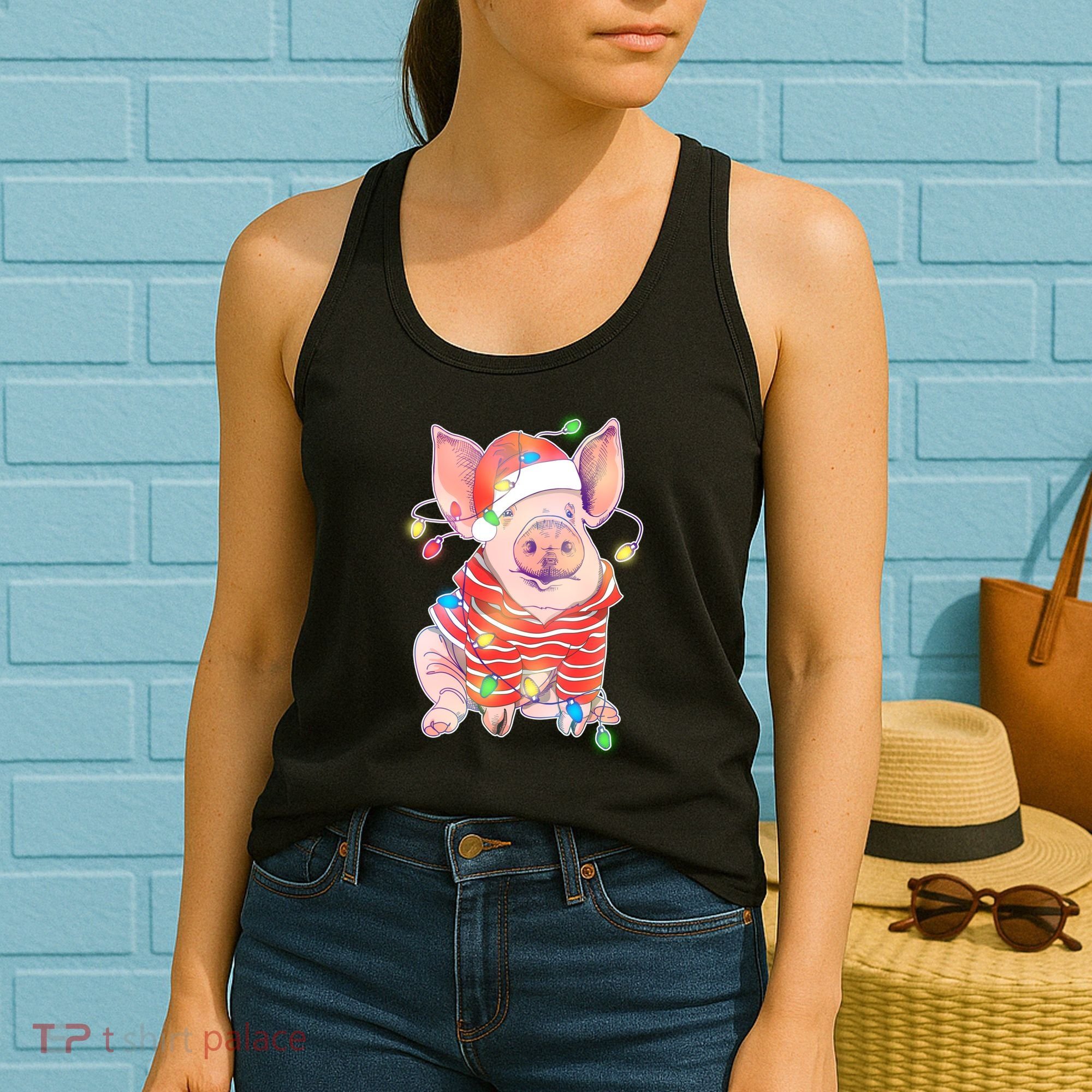 Christmas Lights Pig Women's Tank Top