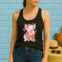 Christmas Lights Pig Women's Tank Top thumb 2