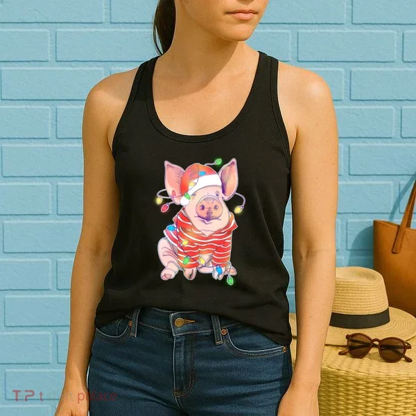 Christmas Lights Pig Women's Tank Top