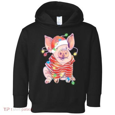 Christmas Lights Pig Toddler Hoodie
