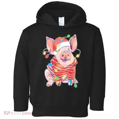 Christmas Lights Pig Toddler Hoodie