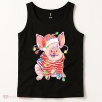 Christmas Lights Pig Tank Top thumb 2