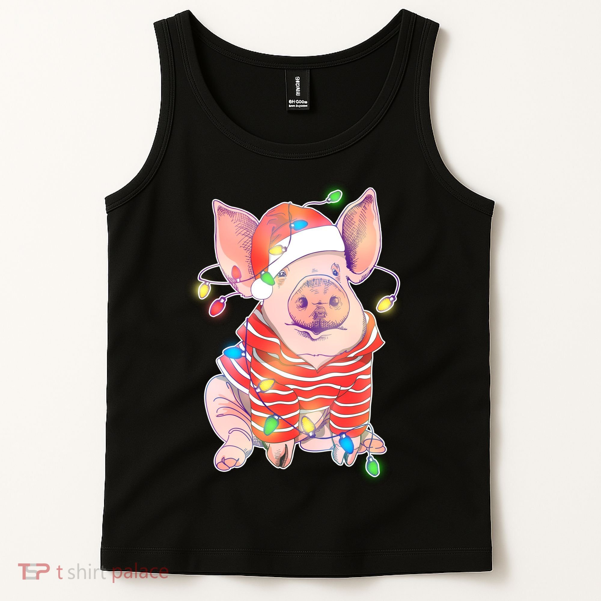 Christmas Lights Pig Tank Top
