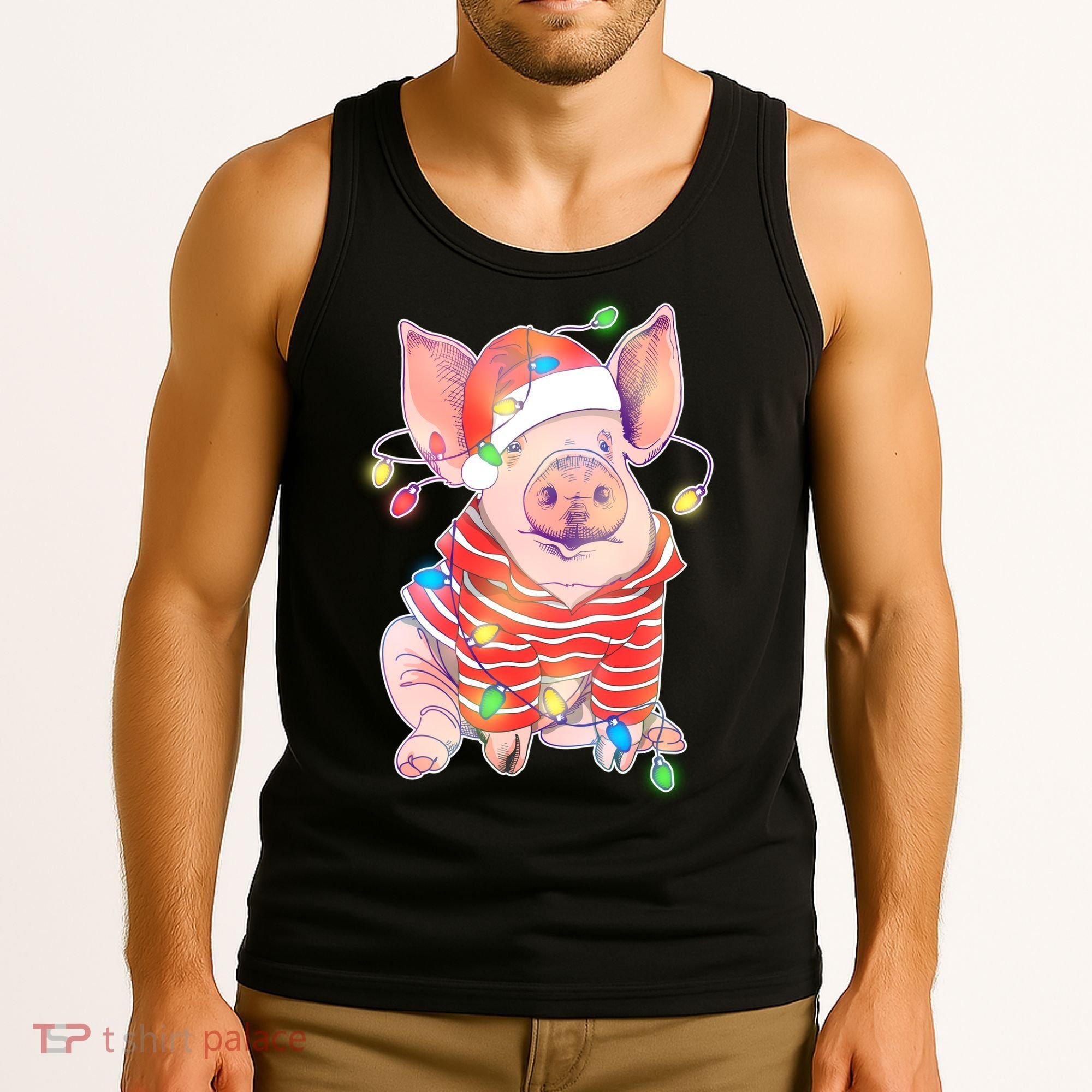 Christmas Lights Pig Tank Top