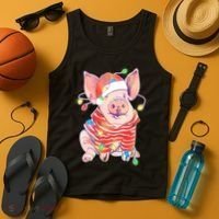 Christmas Lights Pig Tank Top thumb 4