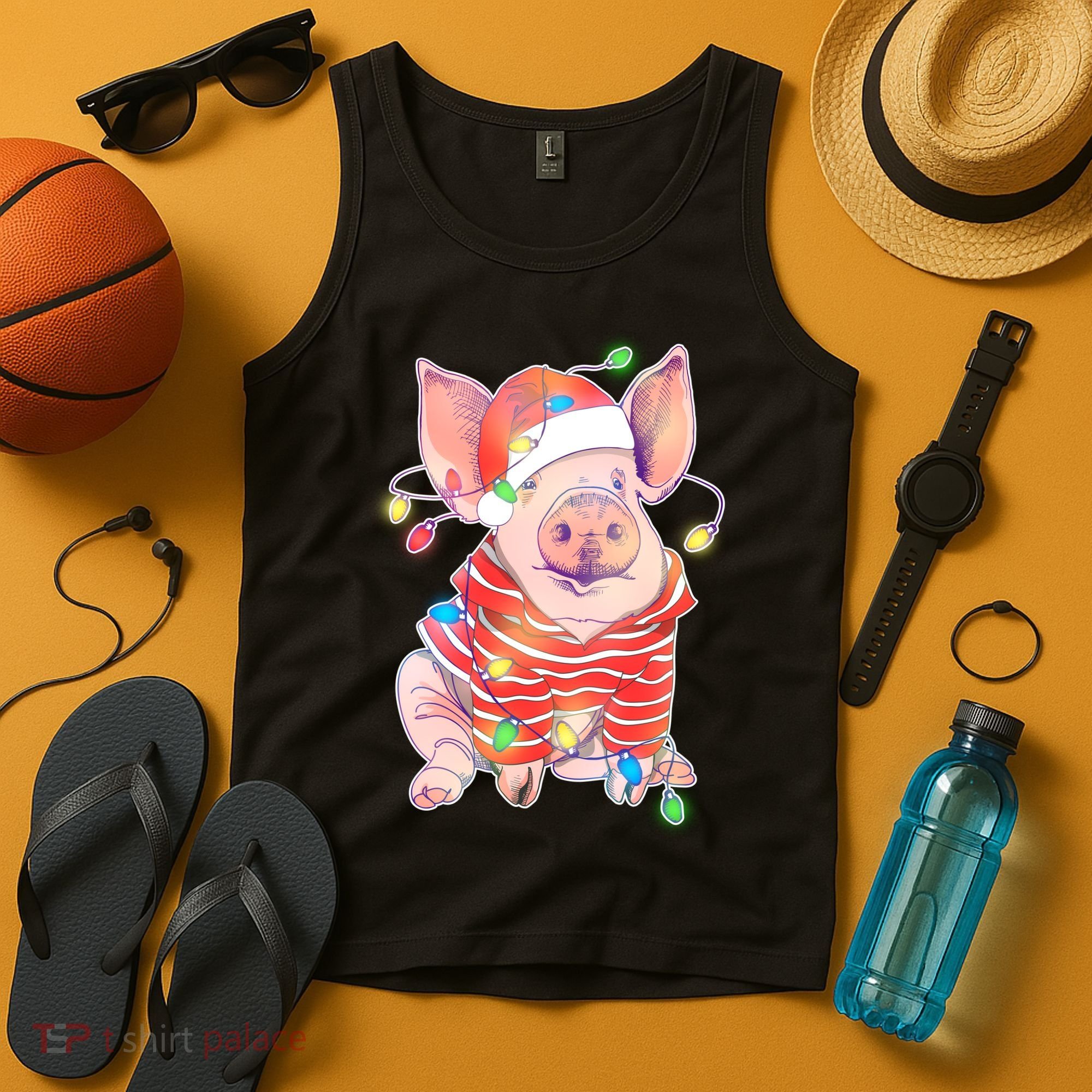 Christmas Lights Pig Tank Top