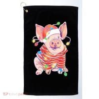 Christmas Lights Pig Golf Towel thumb 0