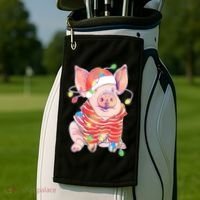 Christmas Lights Pig Golf Towel thumb 2