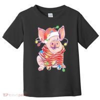 Christmas Lights Pig Toddler T-Shirt thumb 0