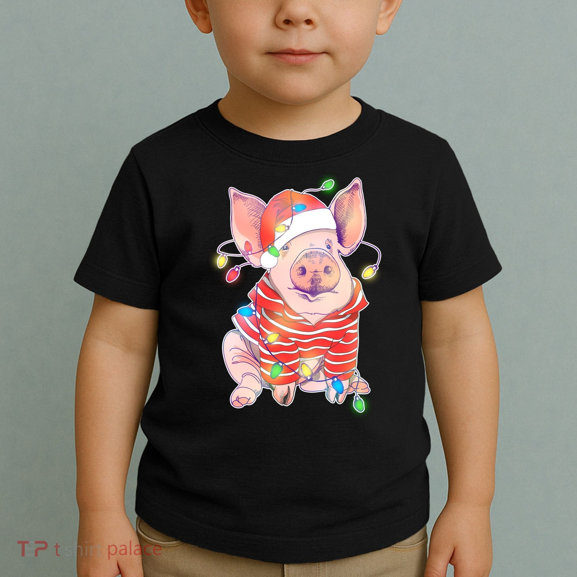 Christmas Lights Pig Toddler T-Shirt