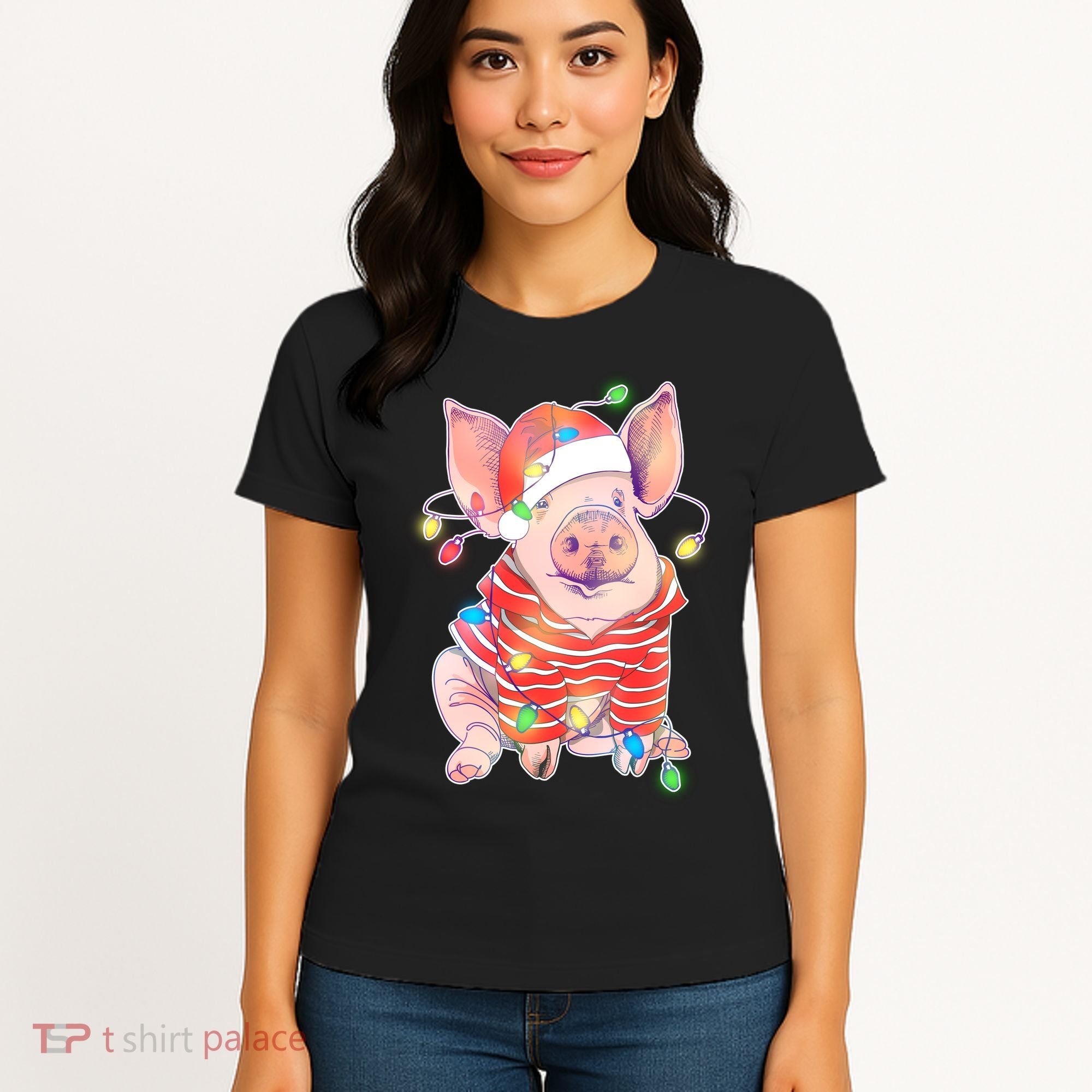Christmas Lights Pig Women's T-Shirt